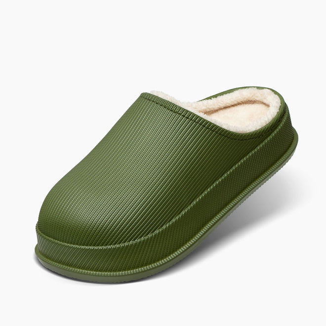 Cloud Slides - Cozy Fur Green