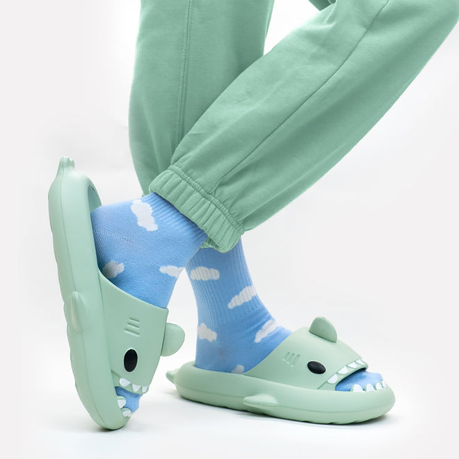 Shark Cushion Slides -  Seafoam Green