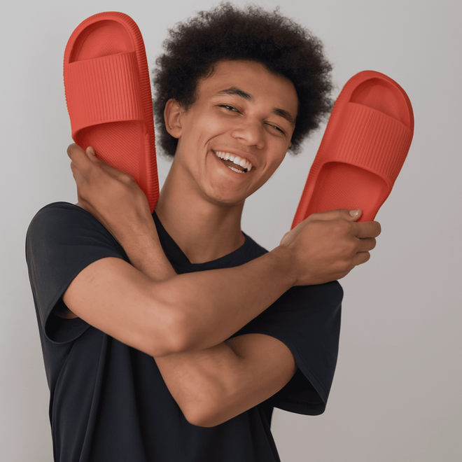 Mens Cushion Slides - Cloud Slides Red